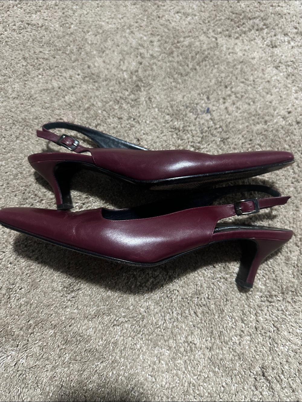 Via Spiga Burgundy Leather Slingback Pumps - Picture 4 of 7